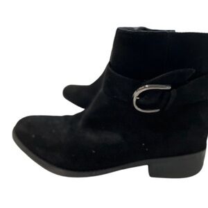Steve Madden Black Suede Ankle Booties with gunmetal Buckle Size 5